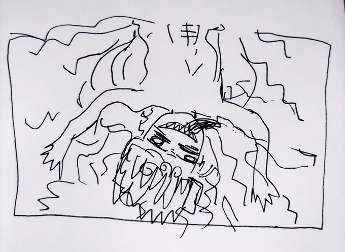何も資料みないでうろの記憶…印象で描いたカマソッソ。印象派 