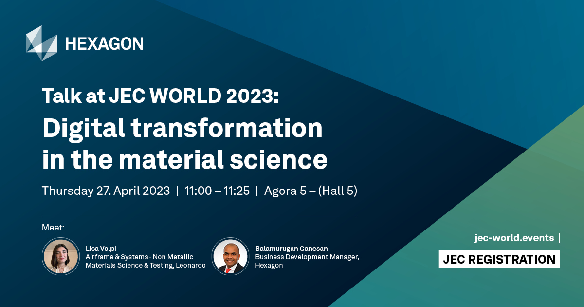 MSCSoftware_Fr's tweet image. Meet Lisa Volpi - Leonardo &amp;amp; Balamurugan Ganesan - Hexagon at JEC WORLD 2023 during their talk&quot;Digital transformation in the material science&quot; - Thursday, April 27th from 11.00-11.25 in Agora 5 – (Hall 5). JEC Registration: jec-world.events

 #Digital #material #science