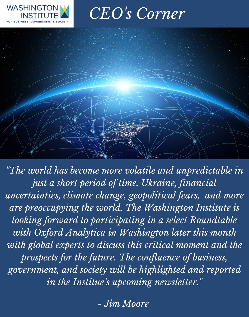 #business #government #society #shapingtheworldtogether <a href="/oxfordanalytica/">Oxford Analytica</a>   #climatechange #ukrainerussiawar #financialcrisis

Learn more about our work and become a founding member of the Washington Institute here:
washinst.org