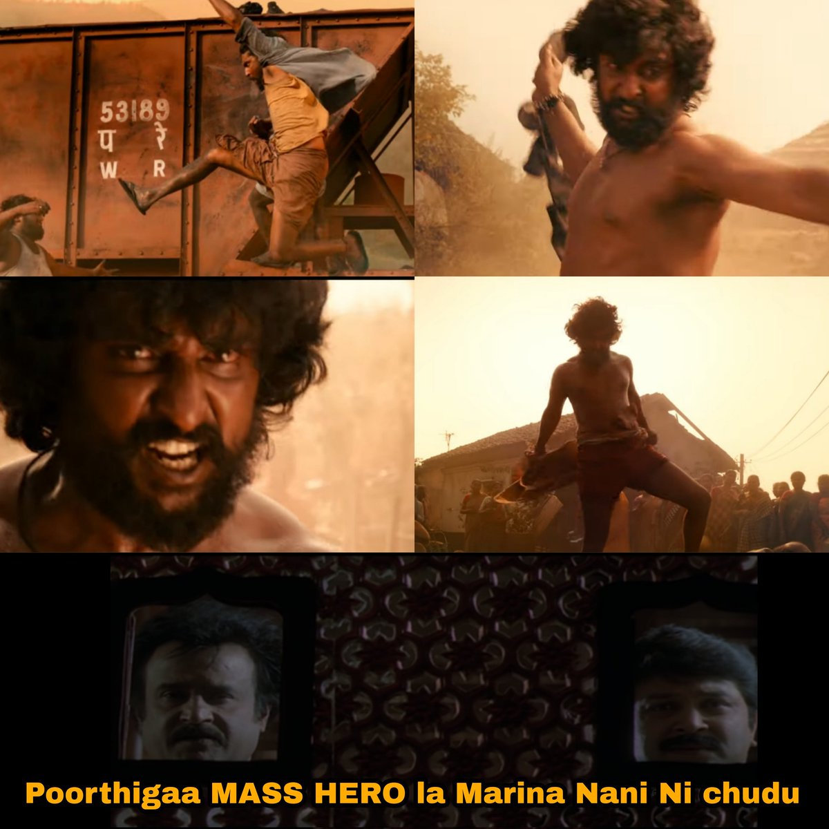 Prudhvi01379027's tweet photo. #DasaraTrailer
#DasaraOnMarch30th
#Dasara
#dasaratrailer
#Nani
#KeerthySuresh
#srikanthodela
#Tollywood
#ooramass
Nani Transformation - OOORA NAATU MASS https://t.co/NE8JQLKG1G
