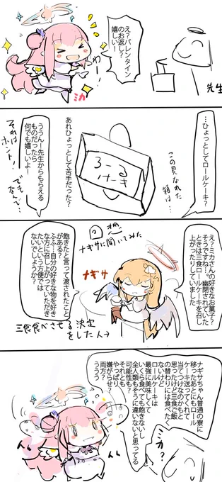 ホワイトデーのお返しにロールケーキを貰うミカ #ブルアカ 