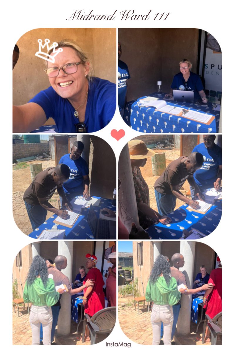.<a href="/Our_DA/">Democratic Alliance</a> <a href="/DA_GPL/">Democratic Alliance Gauteng Legislature</a> <a href="/DAGauteng/">DA Gauteng</a> <a href="/NicciRahn/">Nicole Rahn</a> <a href="/FredNelDA/">Fred Nel</a> <a href="/Waltersda/">Thomas Walters</a> @MoriartyJHBCoS <a href="/helenzille/">Helen Zille</a> <a href="/jsteenhuisen/">John Steenhuisen MP</a> A MIDRAND STAR: Awesome morning with the Ward 111 guys. Got 92 signatures for our Eskom petition, 6 registration for voters and 25 new members. MIDRAND ROCKS! MDMB QUEEN!