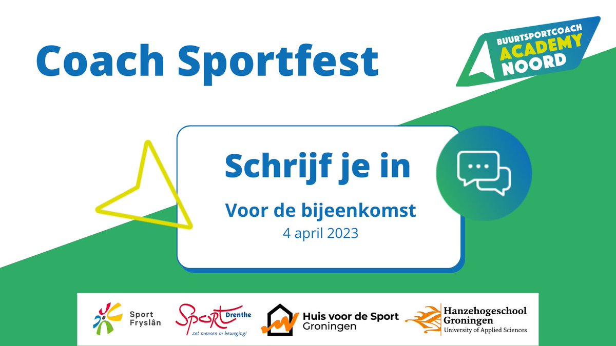 🗣️ | Het is weer tijd voor Coach Sportfest!

Ditmaal ligt de focus op persoonlijke ontwikkeling o.l.v. Ray en Dai van Kamp van Koningsbrugge.

Meer informatie en aanmelden ⬇️
bscacademynoord.nl/scholings_aanb…