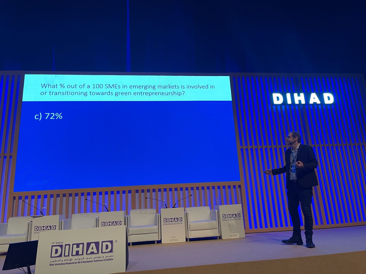 SPARKorg's tweet photo. 🔴 Live at #DIHAD2023: Quiz time! We conducted research of SMEs, 72% said they are excited about being involved in #green &amp; environmental projects. 'Going green' is not only for the environment, @IFC_org indicates a strong business case too: https://t.co/QirOJXmE7f
#IGNITEatDIHAD https://t.co/KpaluCsaxI