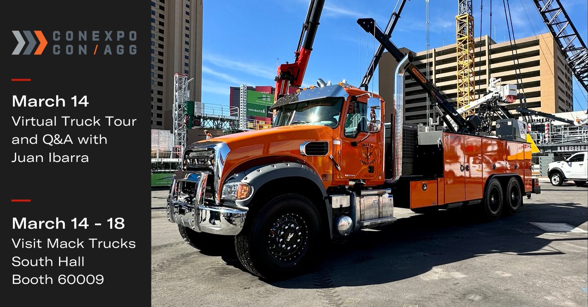 MackTrucks's tweet photo. You won't want to miss our new #MackShop kiosk at @conexpoconagg South Hall booth 60009 this week!

Join @Gold_Rush star, Juan Ibarra, at 9am PT (12pm ET) for an exclusive tour of his new Mack where he'll be responding to your questions in real-time 👉https://t.co/tYJXXftEAH https://t.co/KYBjJ6wzZN