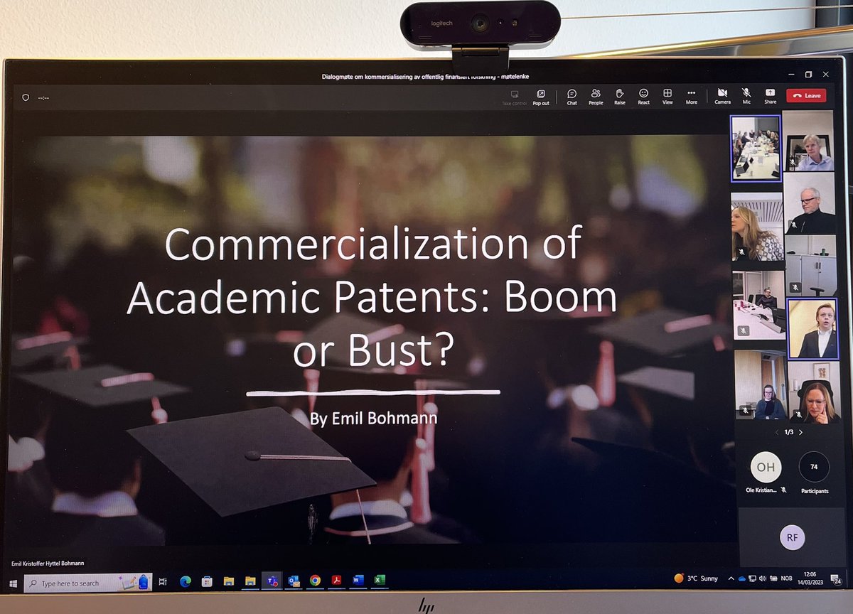 fitjar's tweet photo. From PhD course to ministry roundtable: Emil Bohmann today reprising his presentation for policy-makers at our innovation policy course last month for the state secretary for research and HE at a @Kunnskapsdep forum on commercialization of research @UniStavanger @POLISS_EU #NORSI https://t.co/l0ekYMvLwp
