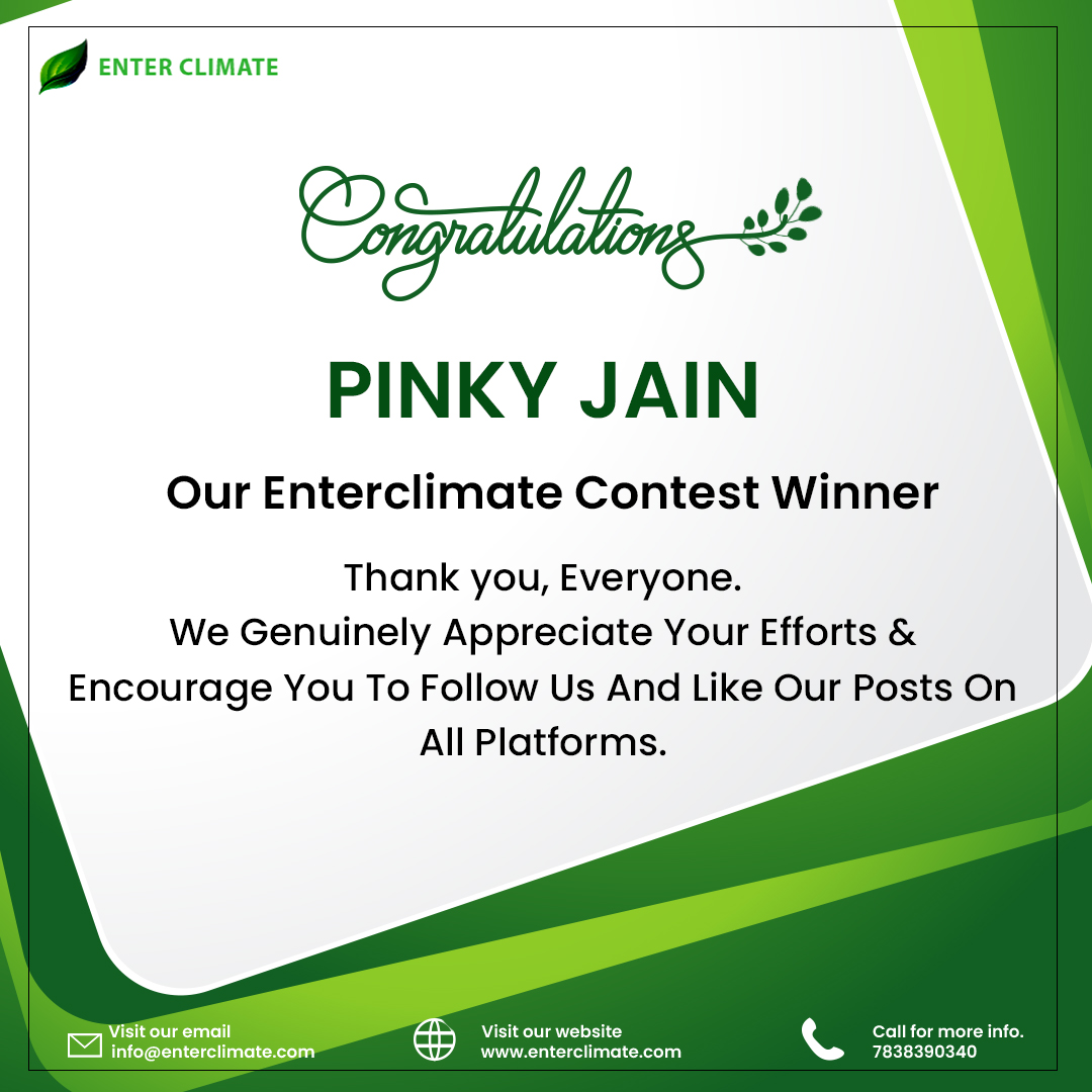 EnterClimate's tweet photo. CONGRATULATIONS🥳🥳
PINKY JAIN
You won a Rs 500/- #AmazonVoucher in #enterclimate Contest
Thank you, everyone. We genuinely appreciate your efforts & encourage you to follow us and like our posts on all platforms.
Watch Out For The Next #Contest & stand a chance to win. https://t.co/39xGXdAbH6