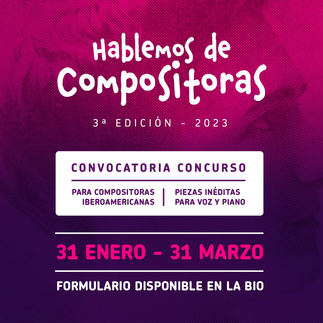 Disponible hasta el 31 de marzo!!!!! Convocatoria al Concurso para compositoras Iberoamericanas, piezas inéditas para voz y piano en <a href="/liricadisidente/">Lírica Disidente</a> y <a href="/festivalmmn/">Festival Mujeres en la Música Nueva</a> o en forms.gle/ngyn3SxypYULsh…