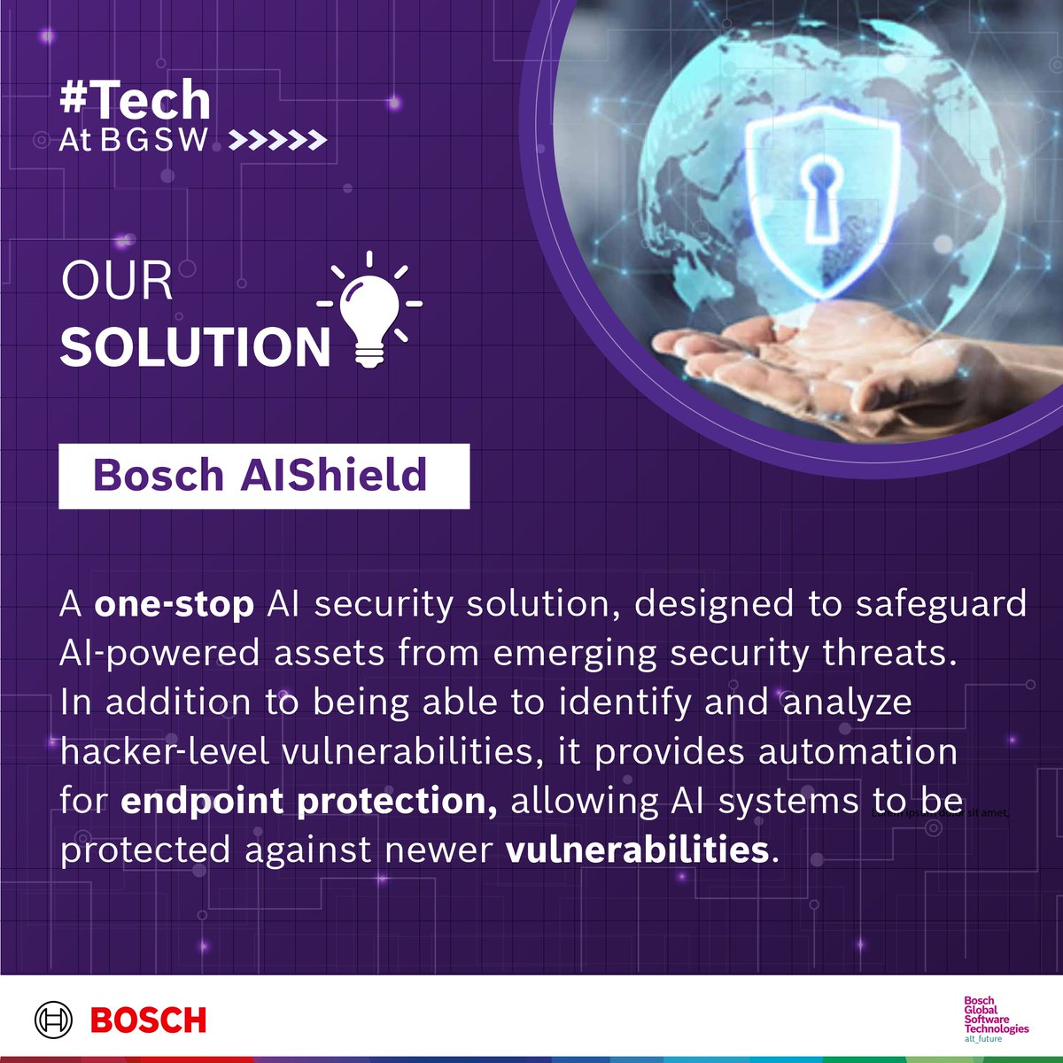 BoschSoftware's tweet photo. With #TechAtBGSW, we bring to you fascinating innovations every month. In this feature, meet #AIShield, our next-generation AI-security cloud SaaS product designed to protect AI-powered assets in the face of emerging #security threats. Click to know more: https://t.co/7r9OfKBFcH https://t.co/38Lz0oLbN0