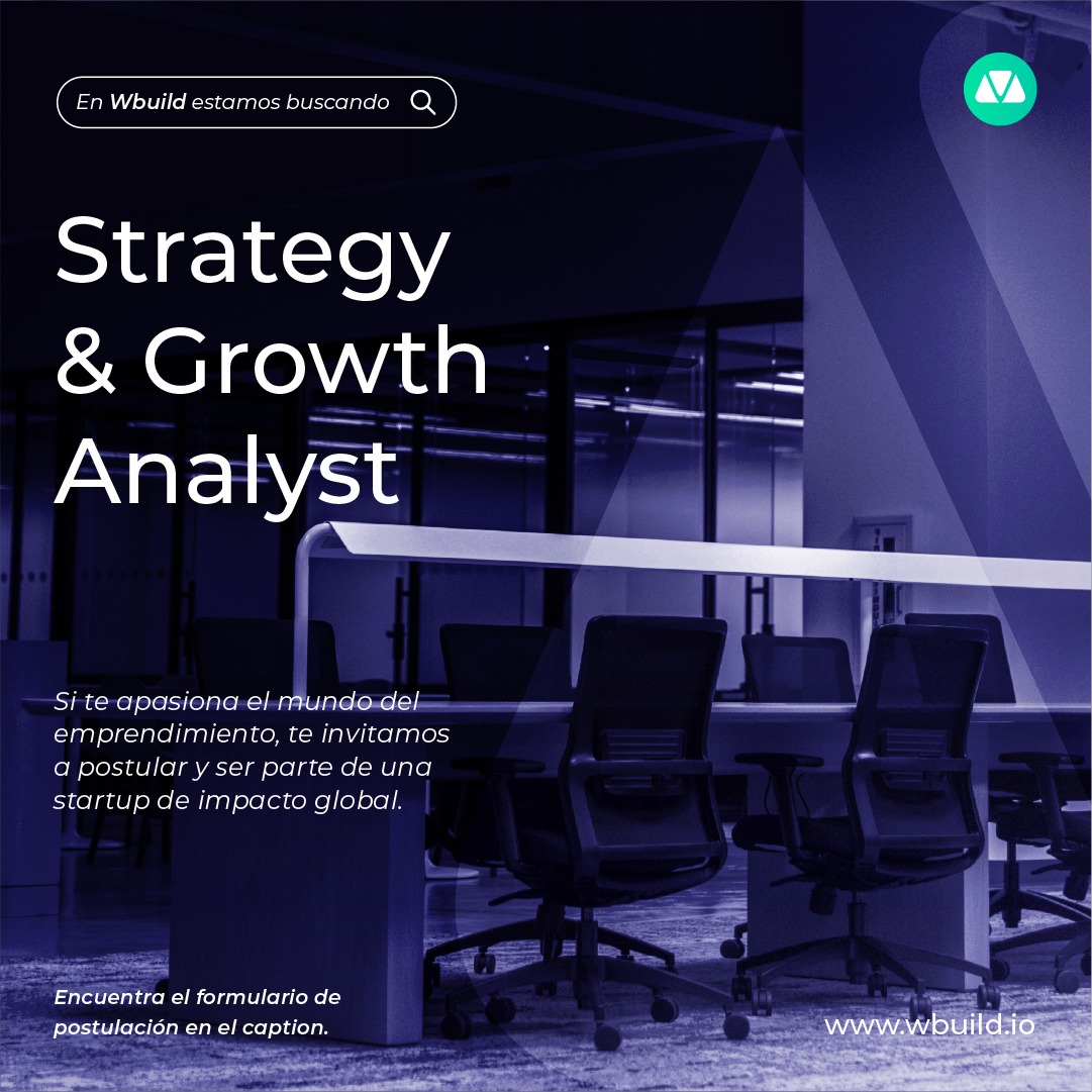 wbuild_io's tweet photo. Wbuild crece! 
Estamos en búsqueda de Strategy &amp; Growth Analyst para que se sume a la revolución de las inversiones inmobiliarias tokenizadas!
Ingenier@ Comercial con máximo 3 años de experiencia.

INTERESAD@S postular en el siguiente formulario:
https://t.co/kaGJzu2vKw https://t.co/ObhcprAabM