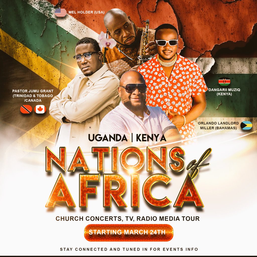 Uganda 🇺🇬 and Kenya 🇰🇪 here we come to bless up the place. international Grammy Nominated 🎷 Saxophonist Mel Holder , Multi Awards winning Pastor and artist Jumu Grant and multiple Awards winning artist Dangarii Muziq from out of Kenya 🇰🇪.