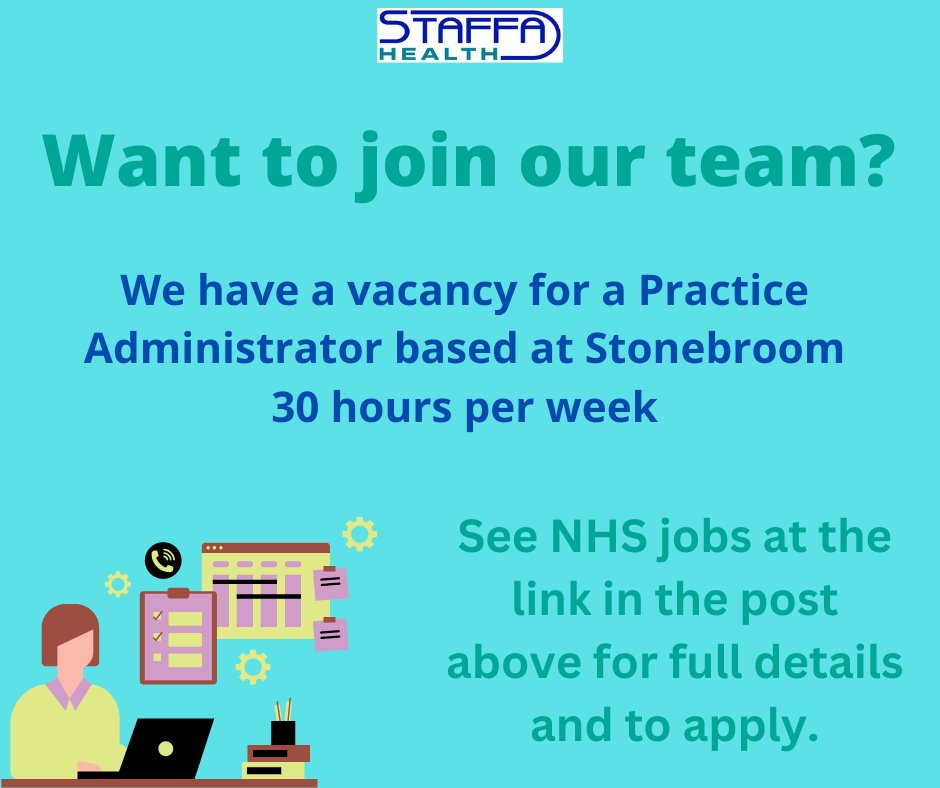 We have a vacancy in our admin team! Please visit: beta.jobs.nhs.uk/candidate/joba… for full details and to apply.