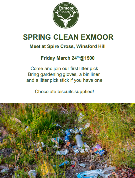 Looking forward to our first litter pick event next Friday! Meet us at Spire Cross at 3pm and help us keep our moorland free from rubbish.
Chocolate biscuits supplied! 

#plasticfree #plasticfreeexmoor