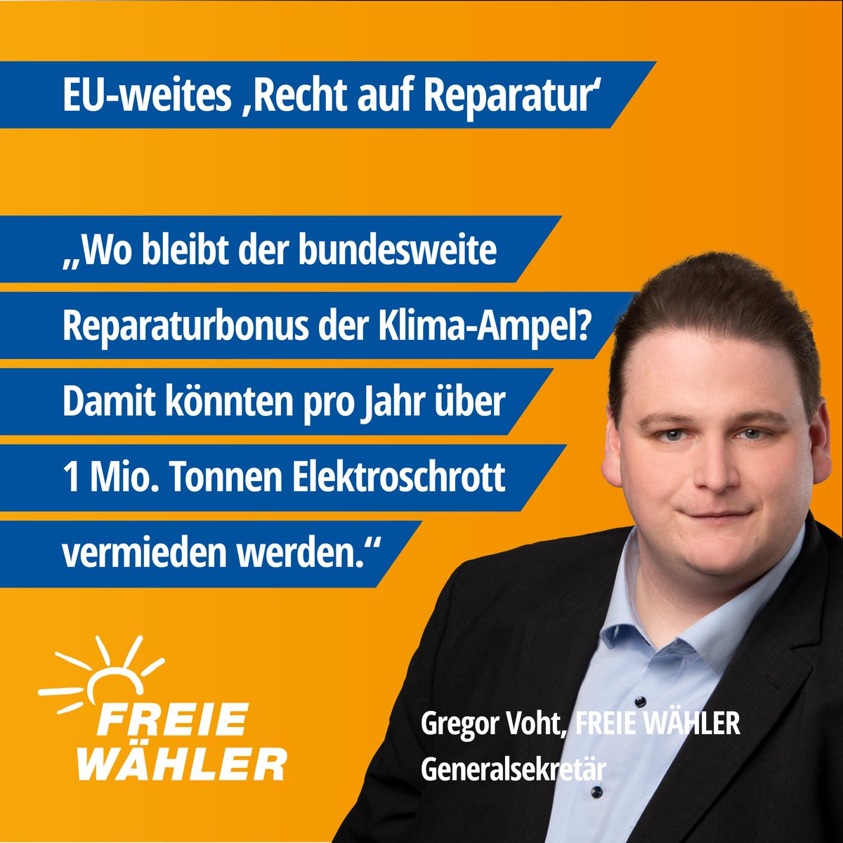 Immer weniger Gegenstände werden so gebaut, dass sie repariert werden können. Auch aus diesem Grund fallen in 🇩🇪 jeden Tag zirka 4500 T. Elektroschrott an. Wir begrüßen daher die Initiative der Europäischen Kommission für ein gesetzliches #RechtaufReparatur.