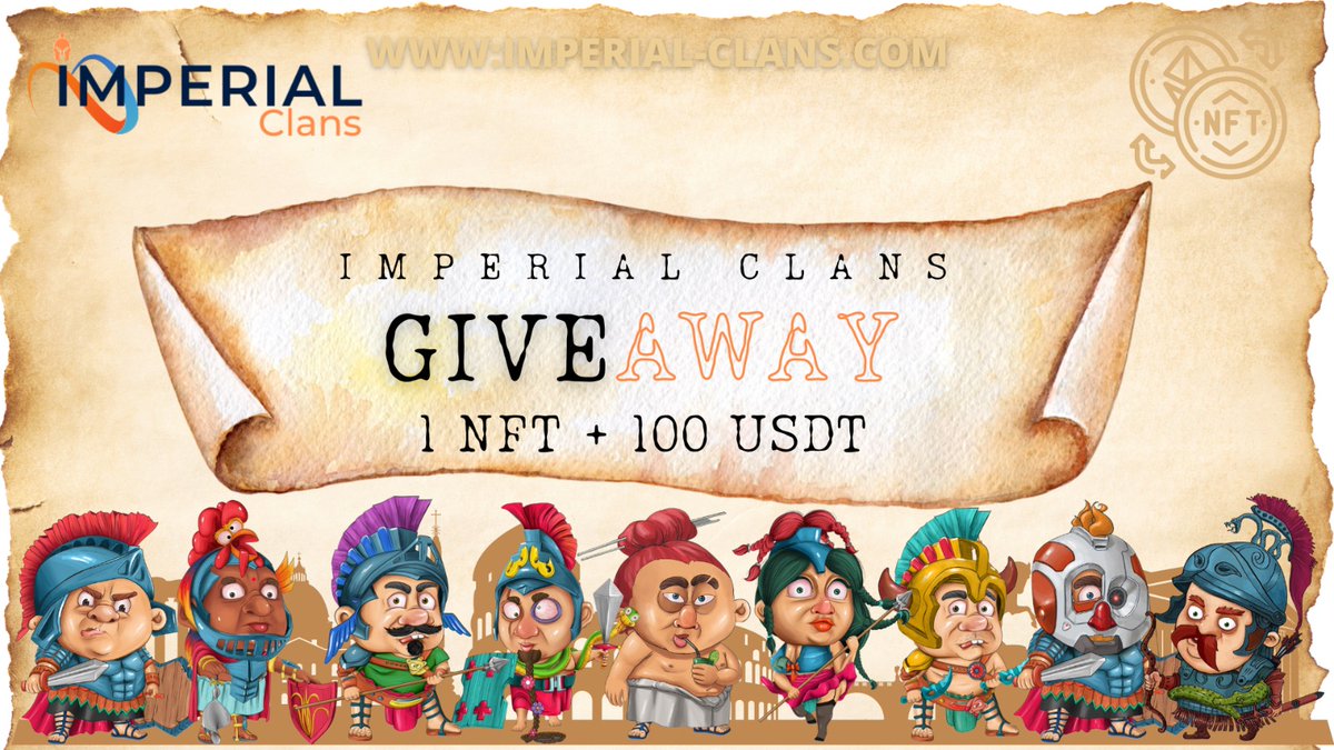#Giveaway alert 🚨 - IMPARIAL CLANS ⚔️!
1⃣x UTILITY #NFT 
+ 100 #USDT pool (60/40/20)
to enter:

1⃣follow <a href="/ImperialHold1ng/">IMPERIAL™️</a> 
2⃣like♥️ &amp; retweet 🔁 this post
3⃣tag 3 frens

4 🏅randomly selected winners
ends 20.03 (monday) 20:00 CET / 21:00 UTC
#airdrop / #Crypto / #Giveaways