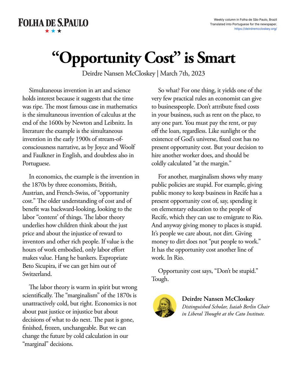 Deirdre Nansen McCloskey tweet media