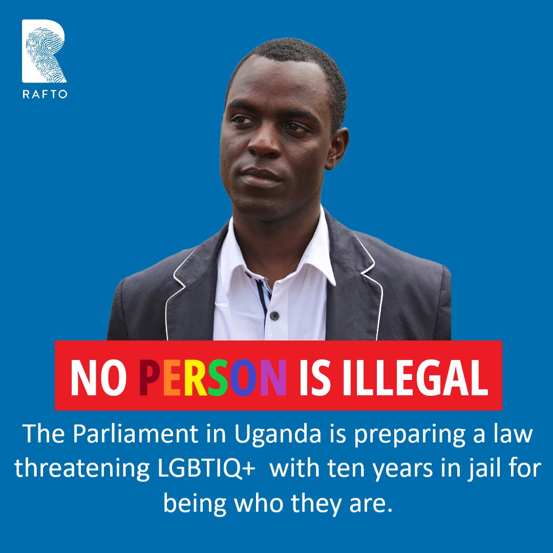 RaftoFoundation's tweet photo. «We've seen so many cases of arrest, blackmail and extortion so this is going to increase” said Rafto Laureate @frankmugisha to BBC last week. Now the Parliament in Uganda is preparing a law that will criminalize LGBTIQ+ persons. Please help us spread this message! #LGBTIQ https://t.co/our2kCjET3