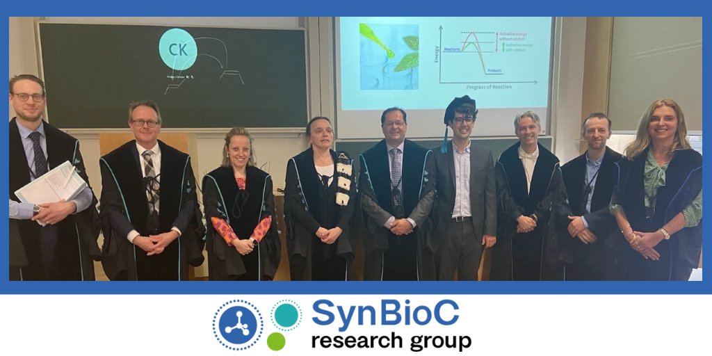 CStevens_UGent's tweet photo. Another new #SynBioC doctor ready to cope with sustainability aspects of the chemical and pharmaceutical industry! Congatulations Maarten Debruyne! @SynBioC @prof_mdhooghe @tnoel82 @TParacVogt @T_He_GreenChem @FbwUGent https://t.co/3LVRuUyx0Y