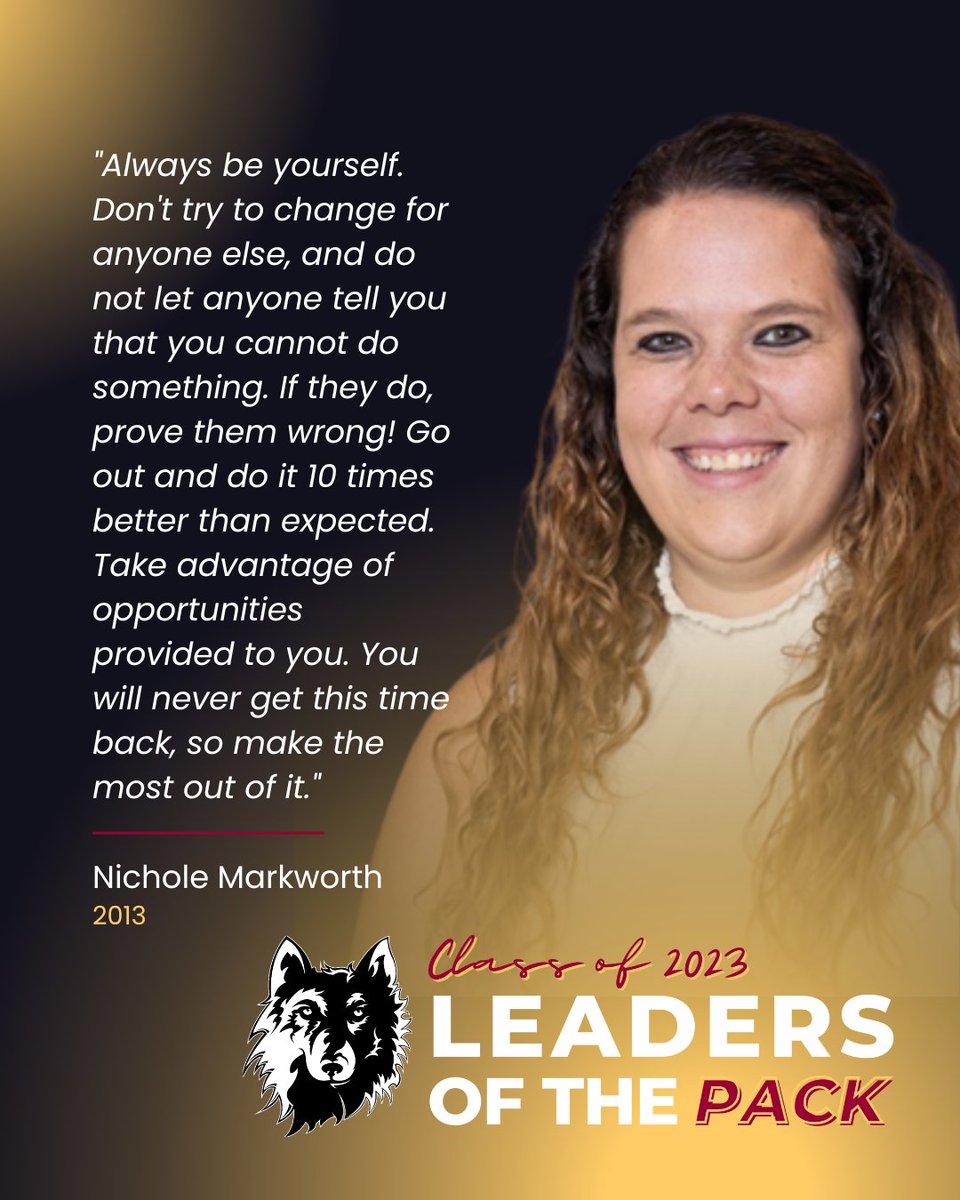 AlumniNSU's tweet photo. Meet our very last Leaders of the Pack recipient, Nichole Markworth! Congratulations, Nichole! #LeadersofthePack #BeNorthern #northernstateu https://t.co/BWxFM8eZvK