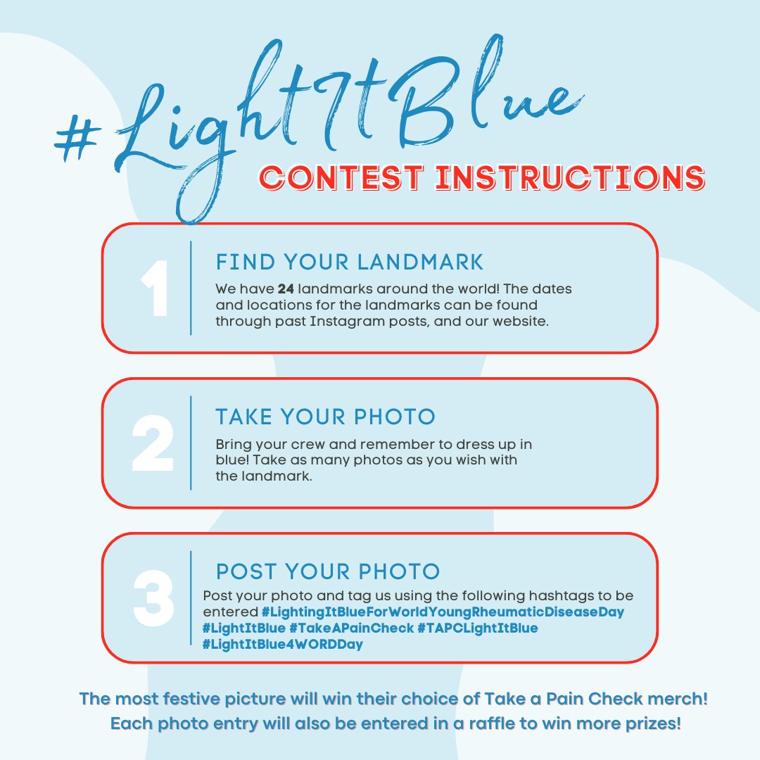 takeapaincheck's tweet photo. Enter in Take a Pain Check's #LightItBlue contest!
Follow these instructions to enter.
#LightItBlue #TAPCLightItBlue #TakeAPainCheck #LightItBlue4WORDDay #Awareness #chronicillness https://t.co/Nh4qUAkGTh