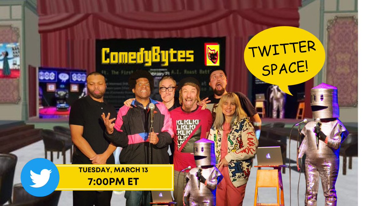 MONTIKILLA's tweet photo. ⚡️ SPACE INVITE⚡️
TUESDAY, MARCH 14th @ 7PM ET / 4PM PT
🎭 #ComedyBytes ft. @MONTIKILLA @harmonleon + @DoyleBrand
🙌 We’re talking about our brand new generative AI + Web3 comedy media and events ecosystem!
Set a Reminder: https://t.co/4ZEBIOvf44 https://t.co/lIgdDrE3Jv