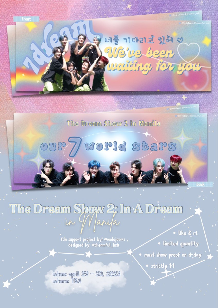 THE DREAM SHOW 2 in Manila ♡
7dream fan support project by <a href="/melojaems/">💕</a>

7dream, we've been waiting for you ♡

♡ like &amp; rt this tweet
♡ show proof on d-day
♡ strictly 1:1 only due to limited qty
♡ exact venue and time: tba

#TDS2inManila
#THEDREAMSHOW2_in_MNL