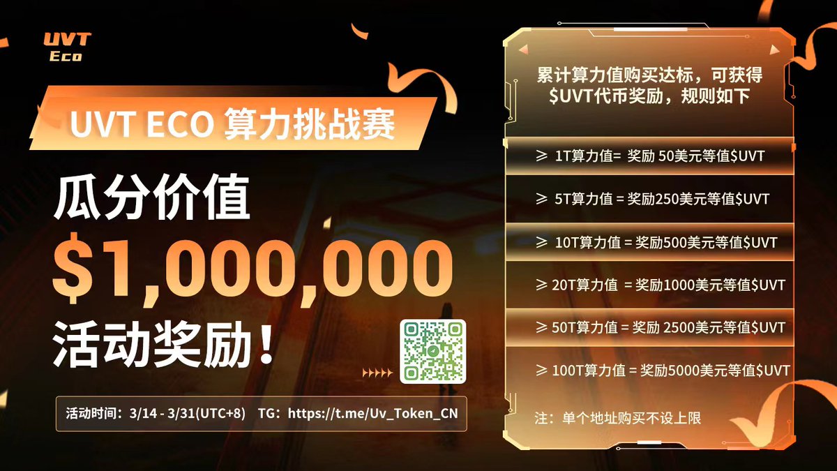 UvTokenOfficial's tweet photo. 🔥UVT  ECO CONTEST🔥
China Community members are hosting Hash Rate competition for UVT ECO !
 
100USDT GIVEAWAY🎉 

TO ENTER:
✅Follow @UvTokenOfficial 
✅Like+Retweet
✅Comment
5 winners will get 20 #USDT each
⏳Time: 48 Hours https://t.co/lkFsXpHyF9