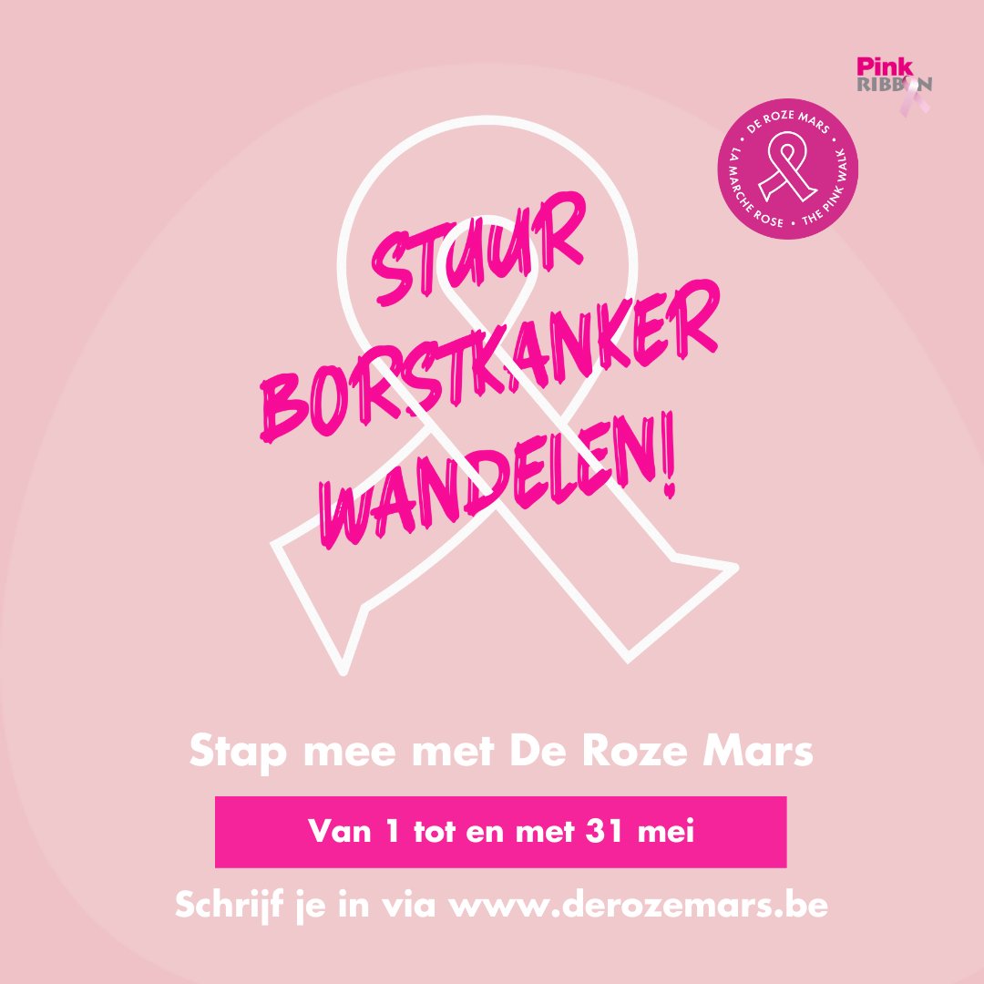 Je kan je vanaf vandaag inschrijven voor de 7de editie van De Roze Mars🚶 

 Met de kortingscode "EARLYBIRDMAY2023 " kan je t.e.m. vrijdag 31 maart jezelf, team of bedrijf aan €8 per persoon inschrijven in plaats van €10. 🙌 

👉  Schrijf je in op pinksupport.pink-ribbon.be/event/the-pink…