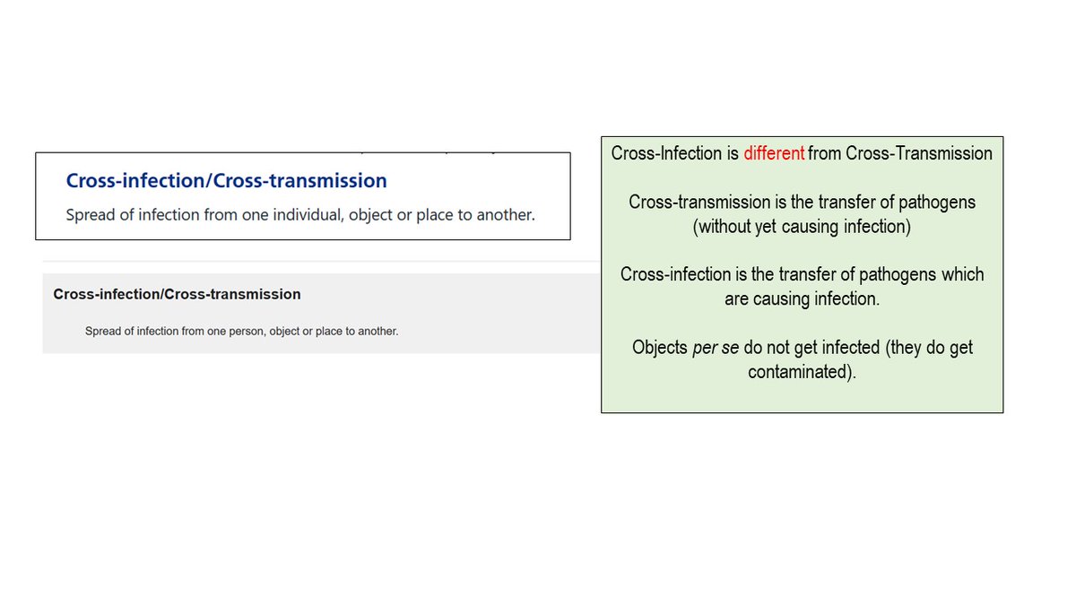 EvonneTCurran's tweet photo. Thread 2 on the #NIPCM
NB this is an appeal for change because we need accurate Modes of Transmission for safety.
Still in the glossary - these are more picky than yesterday - but the glossary must give clarity
To start: Cross infection & Cross transmission are different... https://t.co/XjlMCHIePZ