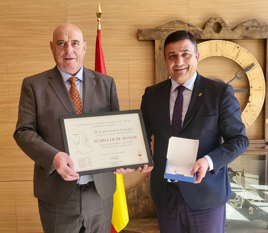 Gracias por la sorpresa de título de Sumiller de Honor del XIV Campeonato de Sumilleres de #CastillayLeón, en #ElTiemblo.
El privilegio es trabajar con quienes luchan por potenciar los #vinos de #Ávila.
Las metas se pueden alcanzar si todos estamos siempre #haciendoProvincia.