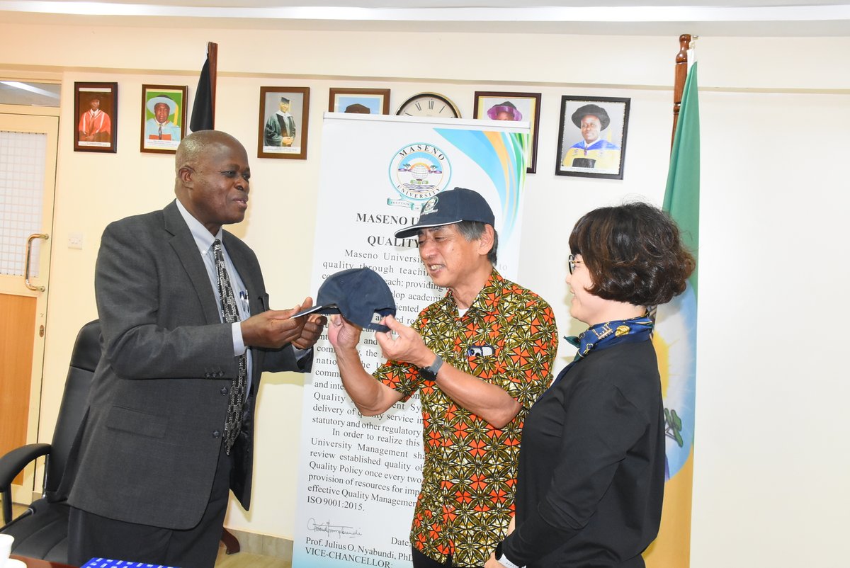Maseno University and Nagasaki University-Japan sign a Memorandum of Understanding (MoU) in a meeting held at the Vice-Chancellors boardroom office. Prof. Atsushi Hagiwara of Nagasaki University expressed full commitment to the upcoming projects between these two universities .