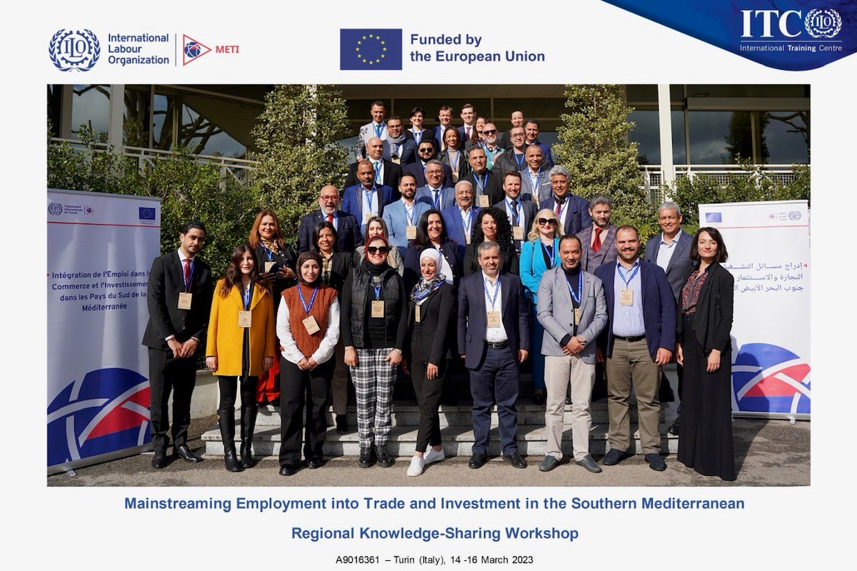 OstermeierMa's tweet photo. Kick-off of METI’s 1st Regional Knowledge-Sharing Workshop: 2⃣8⃣ participants from Ministries, Trade Unions and Employers’ Organizations convene at @ITCILO to exchange knowledge on the impact #trade &amp; #investment policies on productive and #decentwork.
https://t.co/QkaYhKC7Iu https://t.co/YfS5fGn3h1