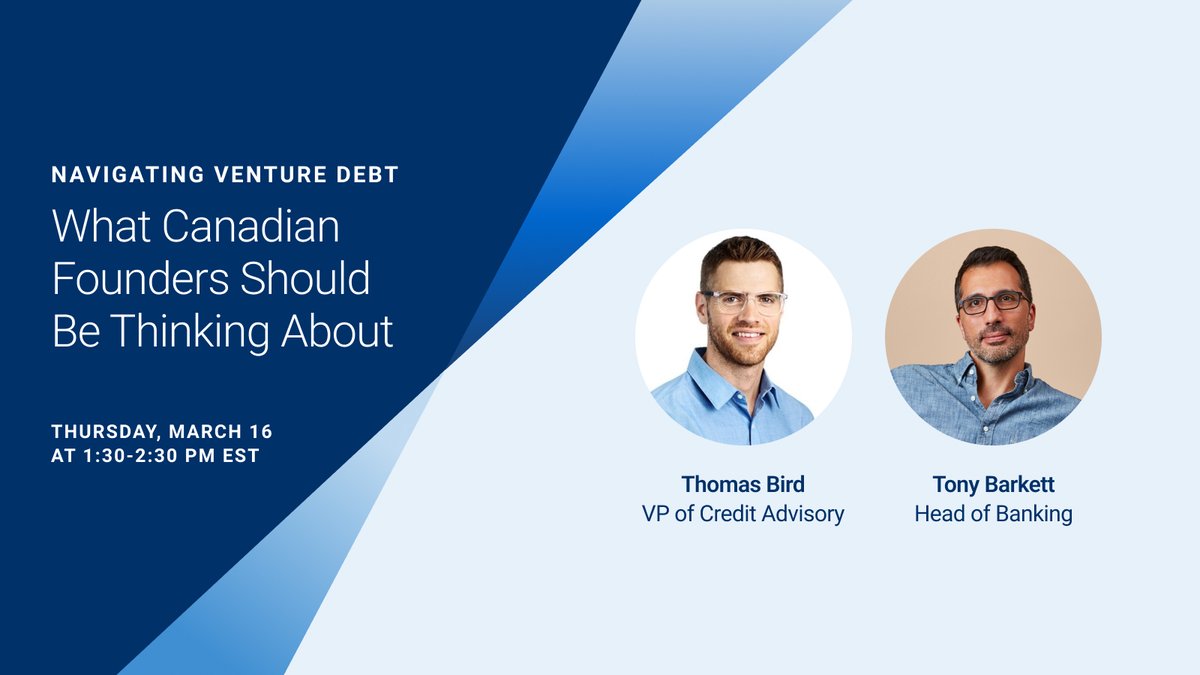 RBCx (@rbcx) on Twitter photo Despite widespread adoption of venture debt across Canada, we know that many founders still have questions. We’re hosting an educational webinar this Thursday, at 1:30 p.m. EDT with <a href="/TonyBarkett/">Tony Barkett</a>, Head of Banking & Thomas Bird, VP, Credit Advisory. lu.ma/ltci62l1 Despite widespread adoption of venture debt across Canada, we know that many founders still have questions. We’re hosting an educational webinar this Thursday, at 1:30 p.m. EDT with <a href="/TonyBarkett/">Tony Barkett</a>, Head of Banking & Thomas Bird, VP, Credit Advisory. lu.ma/ltci62l1