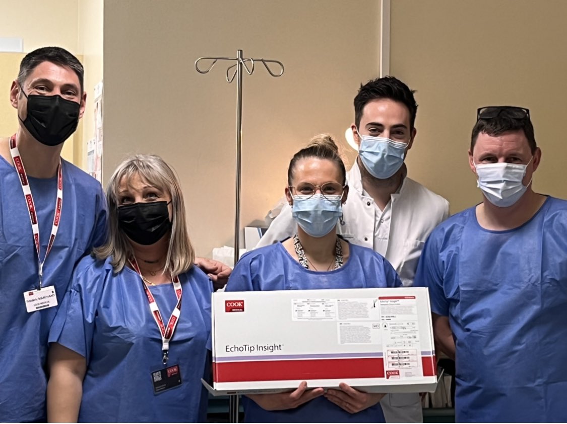 AymericBecq's tweet photo. First case of EUS guided portal pressure gradient measurement @GHUMondor ! Thanx @Cookgastro @CookMedical for the help and guidance. 
#endoscopy #liverdisease #eus https://t.co/wLdgm7LuRE
