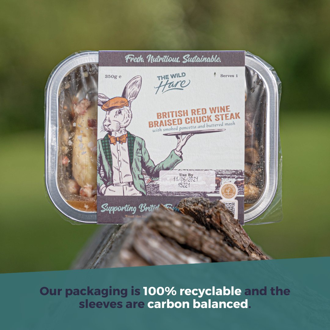 Our next mission is to make our packaging 100% biodegradable, because we want our containers to be just as environmentally friendly as our meals are! ♻️ 

Find out more about our sustainability mission here: thewildharegroup.co.uk

#sustainability #recyclable #TheWildHare