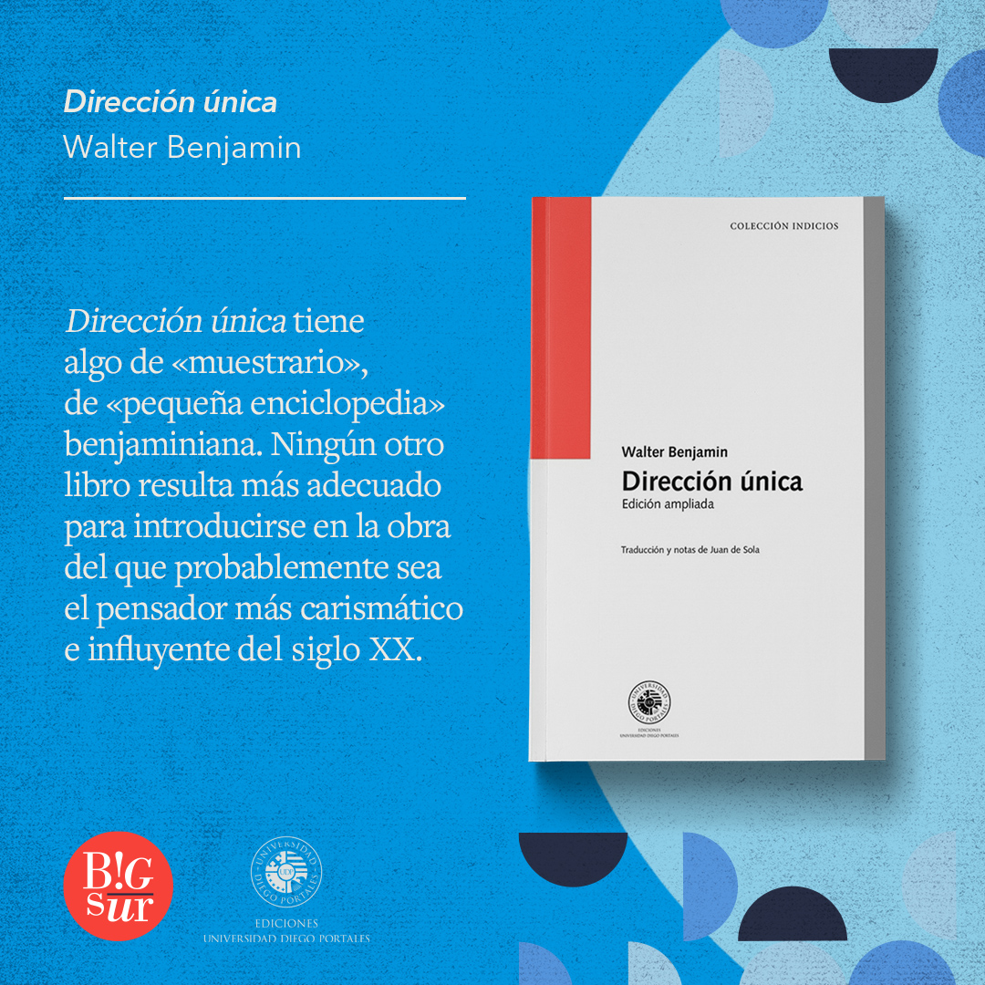 📑 Dirección única de Walter Benjamin publicado por <a href="/UdpEdiciones/">Ediciones UDP</a>. 

Incluye un apéndice que contiene más de 40 textos que Benjamin consideró sumar en el caso de una eventual nueva edición.   

t.ly/xJNR
