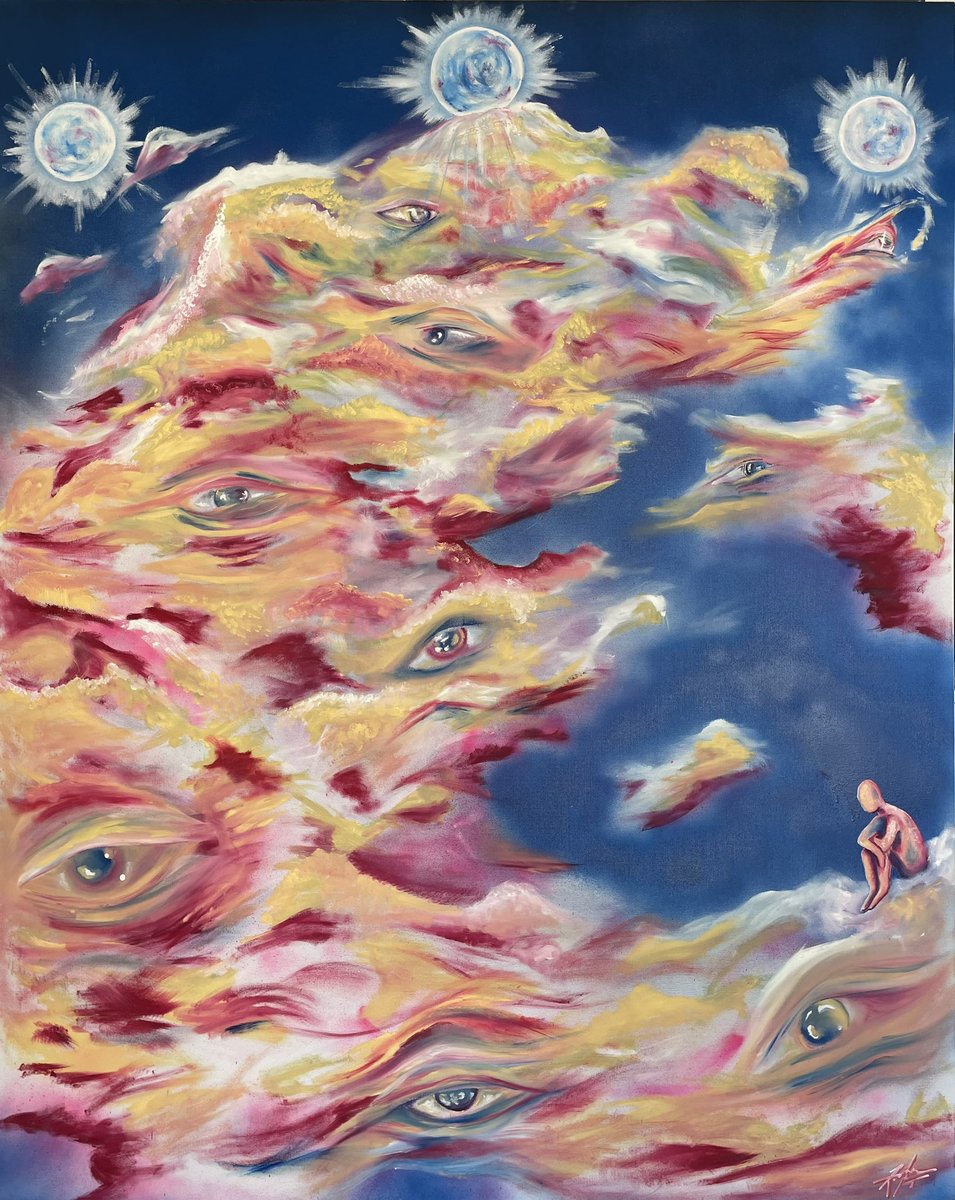 Stay_Dreaming's tweet photo. “Cumulus Celestials: In the Comfort of My Mind”
Oil, Acrylic and Spraypaint on Canvas
48”x60”
Angels are like clouds..
#trinity #angels #surrealism #selftaughtartist #GodHimself #art https://t.co/ZqkrmNNJc1