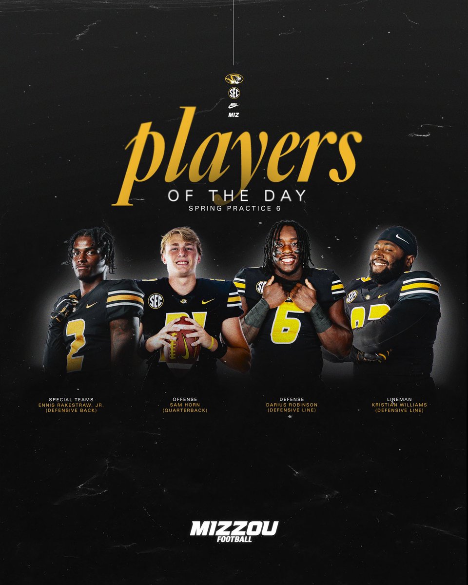 Mizzou Football on Twitter "Our Players of the Day for Spring