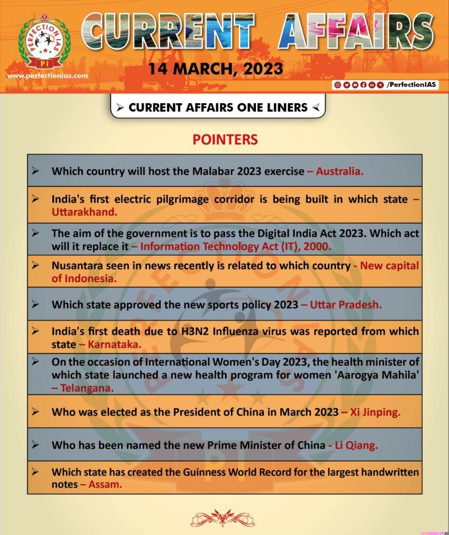 PERFECTIONIAS's tweet photo. Current Affairs One Liners

#currentaffairs #dailycurrentaffairs #dailycurrentaffairsinenglish #Bpsc68 #bpscstudymaterials #BPSC #BPSCPreparation #ias #upsc #ips #upscmotivation #upscpreparation #upscstudymaterial #upscexam https://t.co/EGqbdl2Kpj