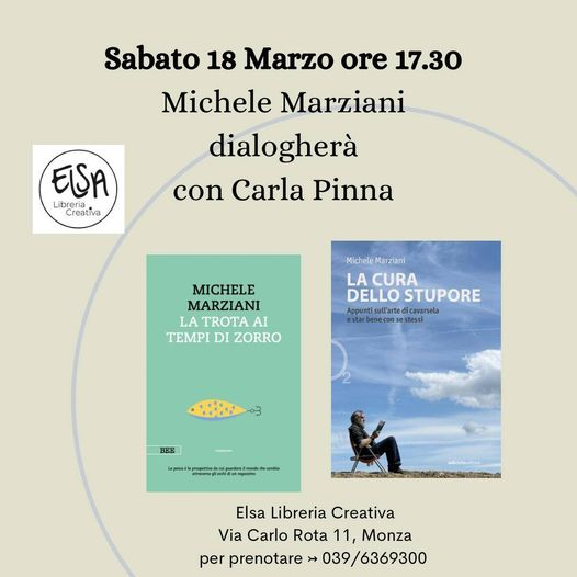 CurarsiI's tweet photo. Per chi è dalle parti di #Monza
parleremo di trote, degli anni '70 e di molto altro.
#ElsaLibreriaCreativa
#MicheleMarziani https://t.co/wzPh2YorzN