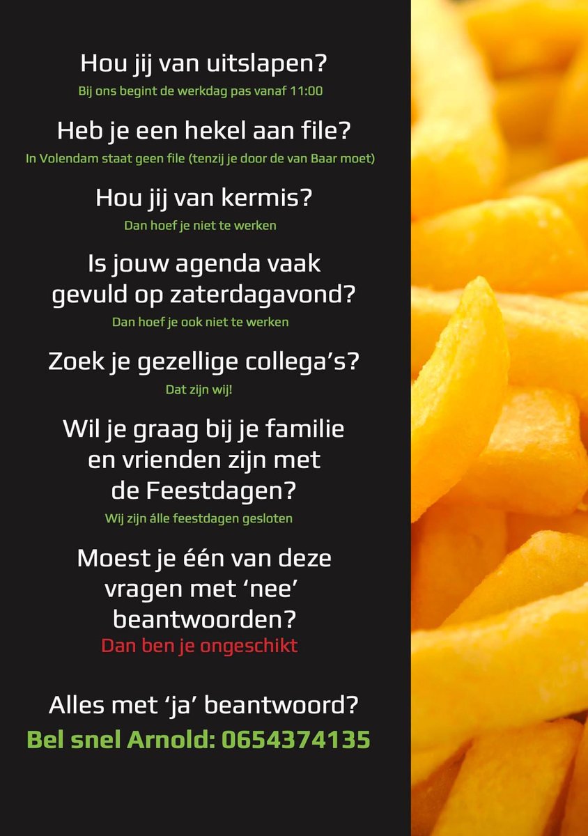 Heerlijke vacature van onze lokale snackbar! 😄