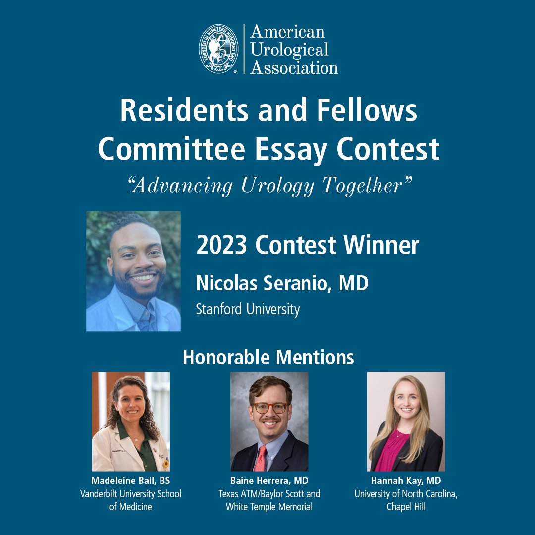 Amer. Urol. Assn. (@amerurological) on Twitter photo The results are in!! Congratulations to Dr. Nicolas Seranio (<a href="/DonaldDeglover/">Nick Seranio</a>), PGY4 Resident <a href="/StanfordUrology/">Stanford Urology</a>, and winner of this year’s #AUA Essay Contest! 👏 👏 👏 Watch for the essay in an upcoming issue of <a href="/JUrology/">Journal of Urology</a>.
#AUAMembers #AUA23 The results are in!! Congratulations to Dr. Nicolas Seranio (<a href="/DonaldDeglover/">Nick Seranio</a>), PGY4 Resident <a href="/StanfordUrology/">Stanford Urology</a>, and winner of this year’s #AUA Essay Contest! 👏 👏 👏 Watch for the essay in an upcoming issue of <a href="/JUrology/">Journal of Urology</a>.
#AUAMembers #AUA23