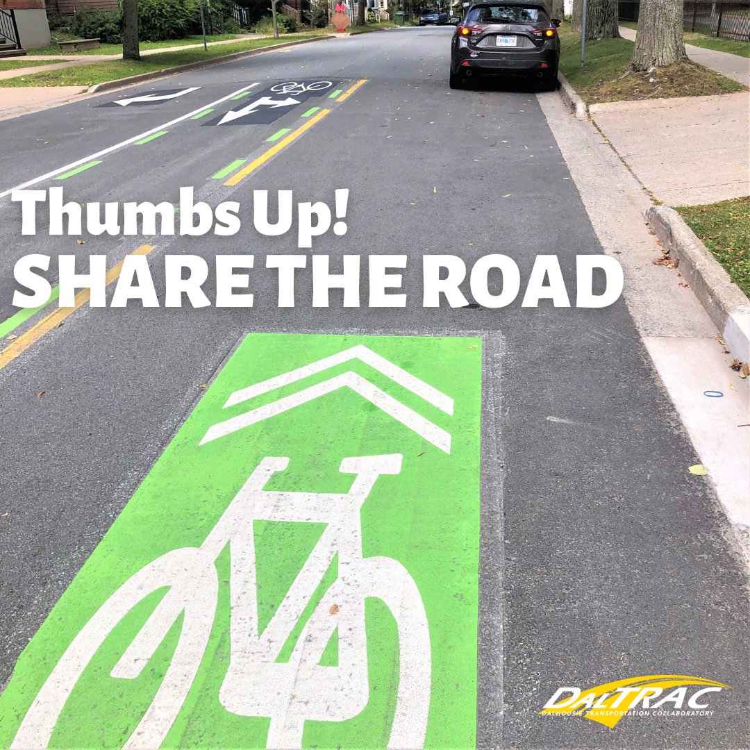 #ThumbsUpShareTheRoad
Keep a distance with the vehicle and cyclists.

All drivers should leave a minimum of one metre of space between them and cyclists.

Utilize bike lanes to keep yourself safe and make eye contacts with drivers when needed!
#ShareTheRoad #DalTRAC