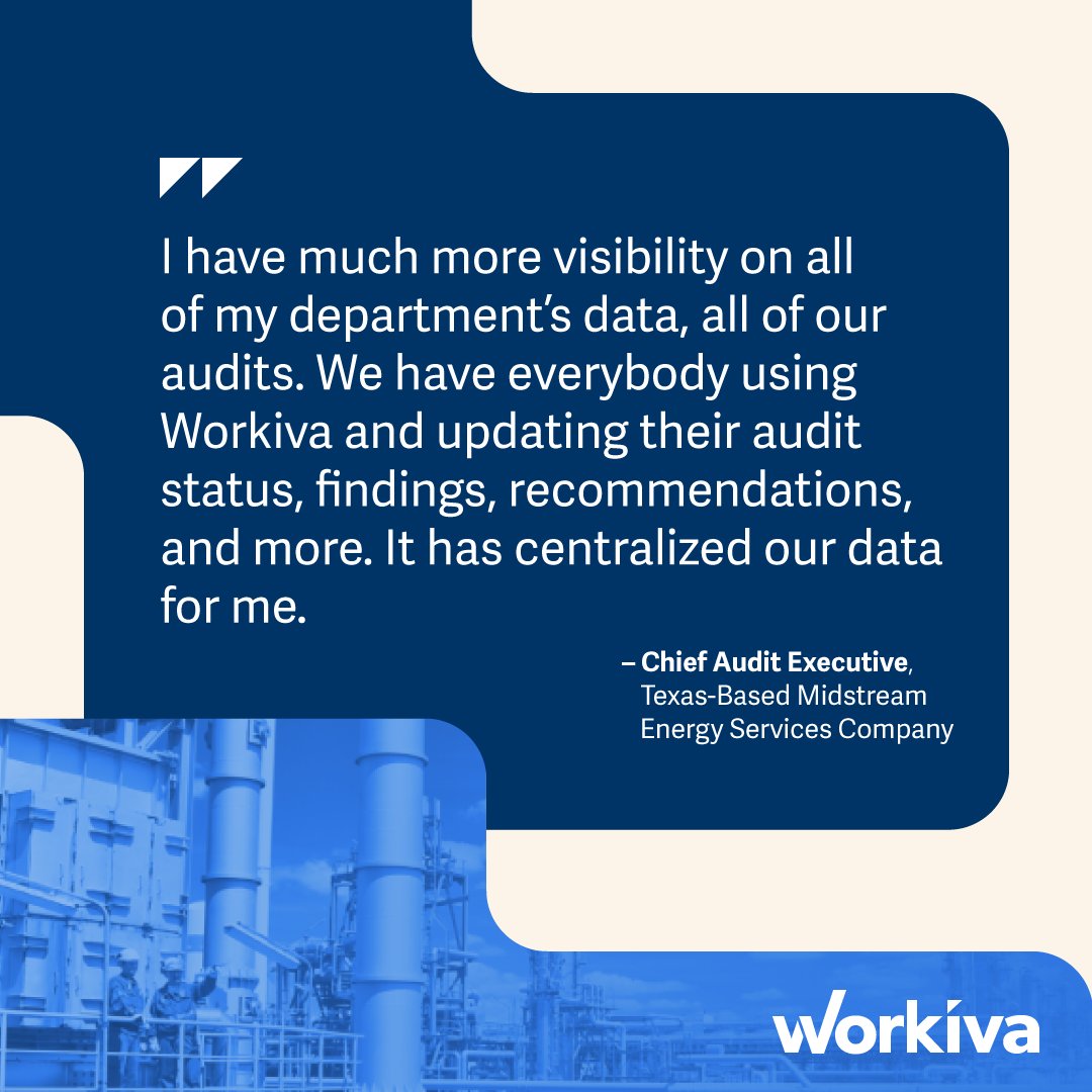 Workiva's tweet photo. Find out how Midstream Energy Services Company upgraded their #SOX and #audit management processes with Workiva: https://t.co/7Z3Pq9LEyv
#WorkivaCustomer https://t.co/vOelGadbfo