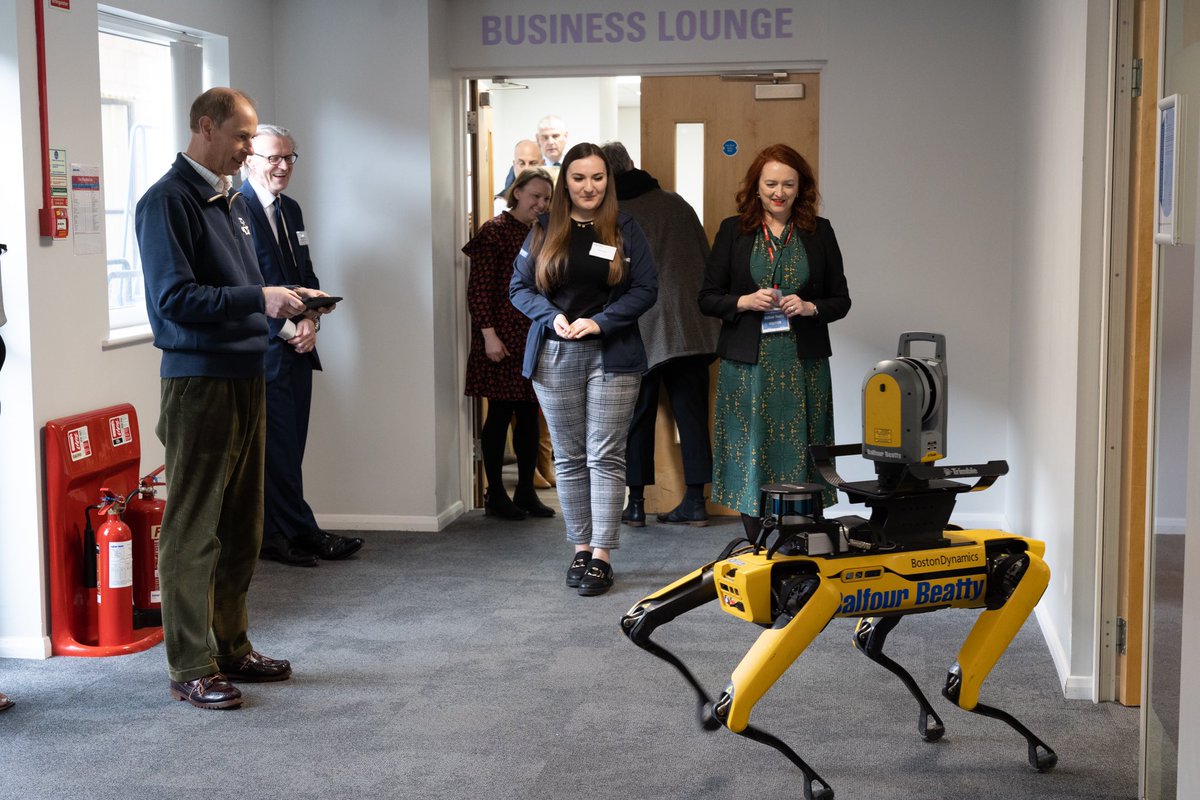 The Duke controlling “Spot the Dog” a robotic employee at Balfour Beatty.