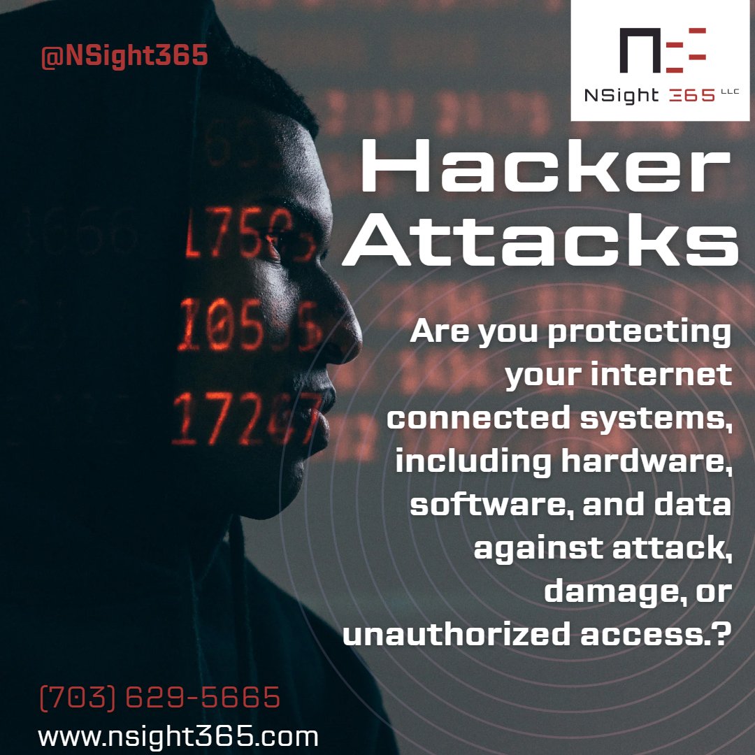 NSight365's tweet photo. Is your business protected against cyber attacks? Are all of you personal and business internet systems protected from hackers? Let our technical expertise ensure your online security! Connect with us at NSight365 today. (Link in bio)
.
.
.
#CyberSecurity #CyberCriminal #Hacker https://t.co/qV9eXQL7iQ
