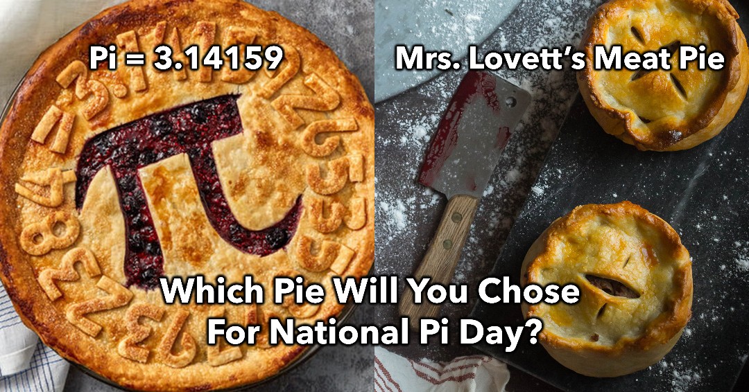 BroadwaySym's tweet image. There is more than one type of Pi to choose from on #Broadway today. Would you rather have Mrs. Lovett's meat pies from @SweeneyToddBway or do some Math?!?! #stagemanagerproblems #goodproblems #delicious #piday #3.14 #stagemanager #stagemanagement #stagemanagers #enjoy