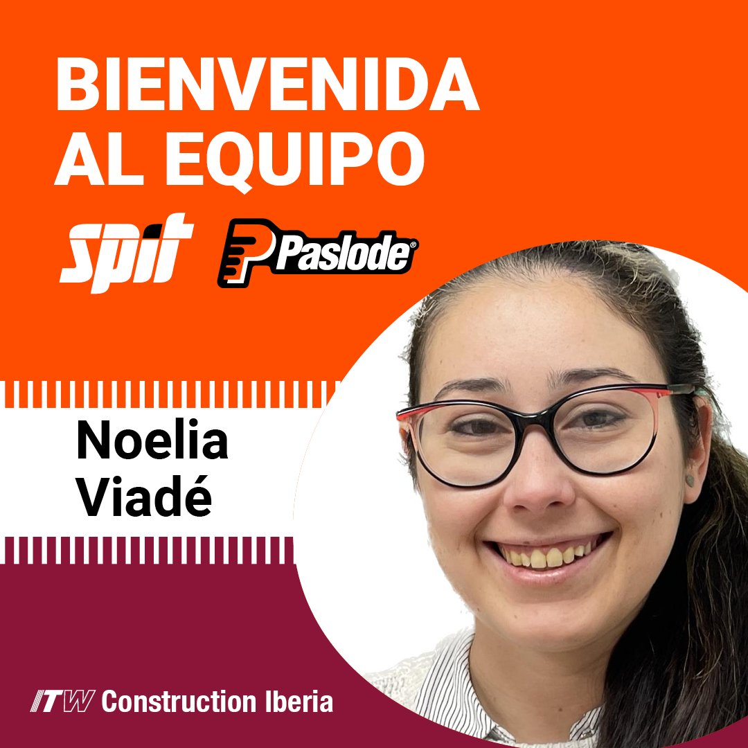 👌Nueva delegada comercial para la zona Nordeste, Noelia Viadé, quién se hará cargo del suministro industrial, electricidad y fluidos para el canal profesional,  para las marcas SPIT y PASLODE.

Nuestro equipo: 👉 spitpaslode.es/es/quienes-som…

#Spit #paslode #itwconstructioniberia