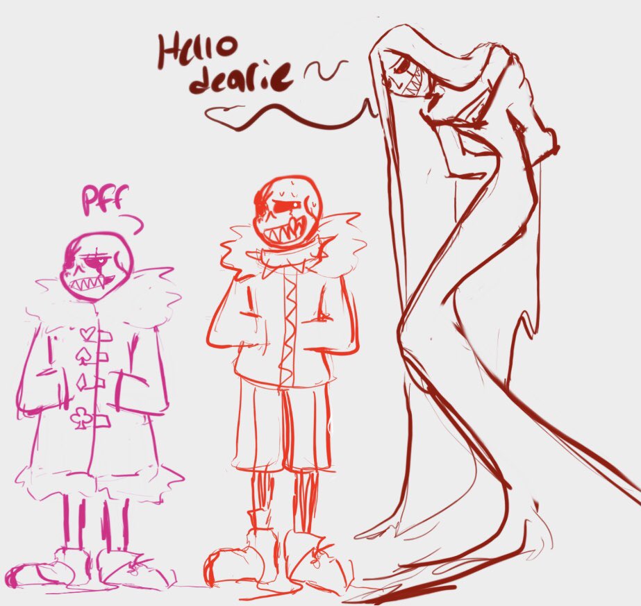 AlwaysDeVillain's tweet photo. Little height doodles of #underfell #creaturetale #mafiafell all interacting. https://t.co/Lm9L8VpRmn