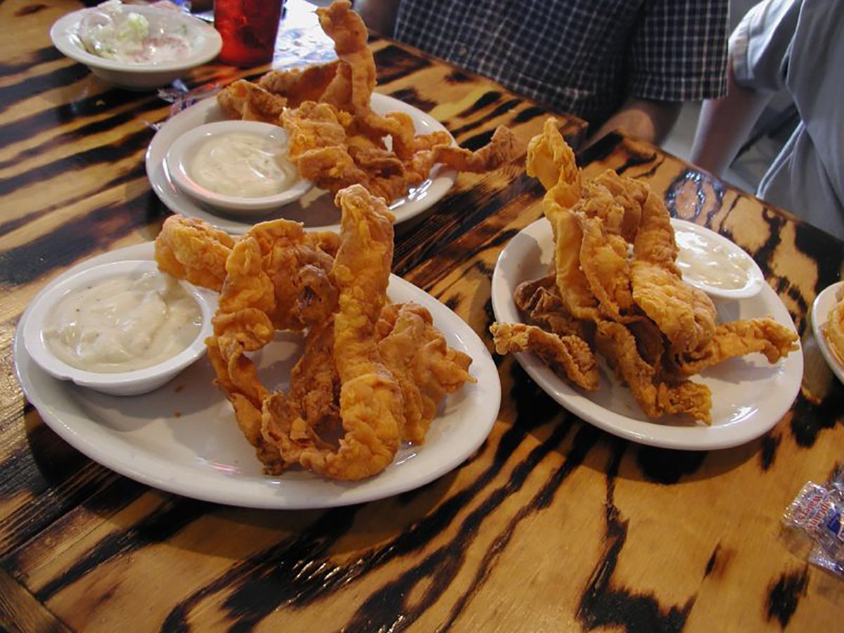 TracesofTexas's tweet photo. "I've never heard of anything worse. They've taken fat, they've double-coated it in fat, they've fried it in more fat, & then served it with a side order of fat."
 
 --- Jayne Hurley, senior nutritionist at the Center for Science in the Public Interest, on the Chicken Fried Bacon they serve at Sodolak's Country Inn in Snook, Texas.  I read her description  to my friend Thomas and he said "Jayne says that like it's a bad thing."